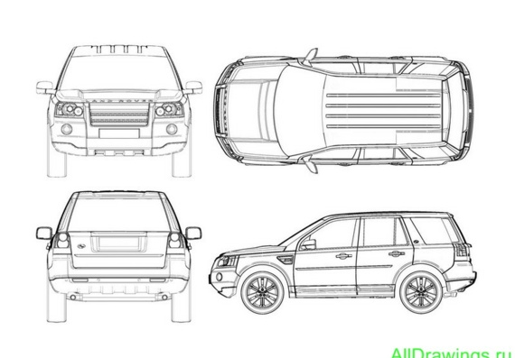 Land Rover Freelander 2 - drawings (drawings) of the car